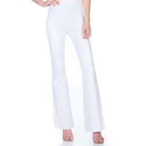 O2 Denim Pull Me Closer Zip Back High Rise Flare Size 27 White Bell Bottom Jeans